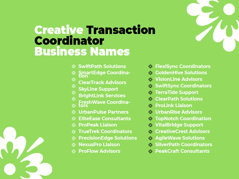 Creative Transaction Coordinator Business Names