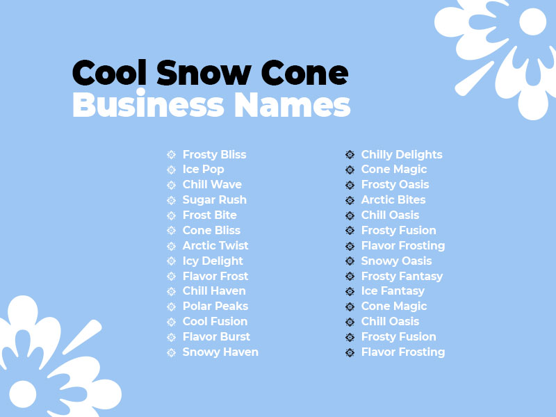 Snow cone business name ideas