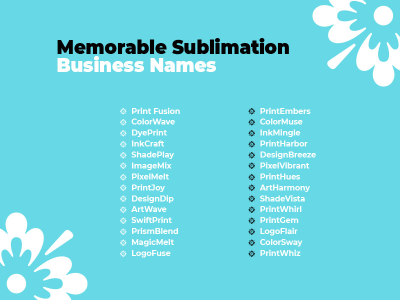 Memorable Sublimation Business Names