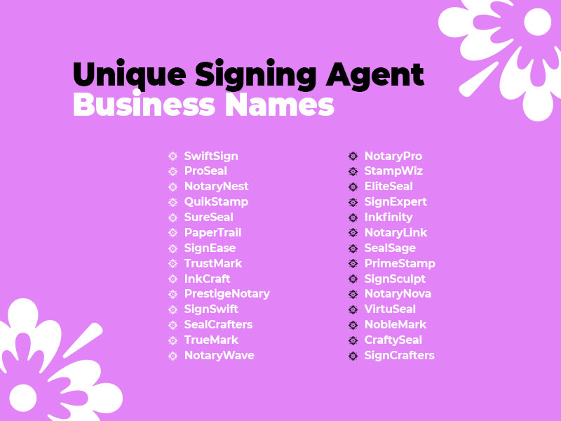 499+ Catchy Unique Signing Agent Business Names