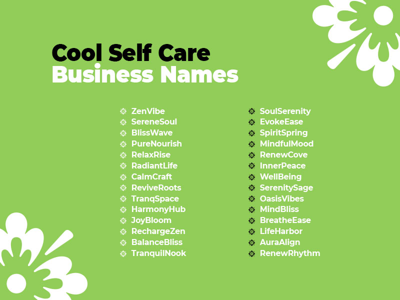 499 Catchy And Memorable Self Care Business Names
